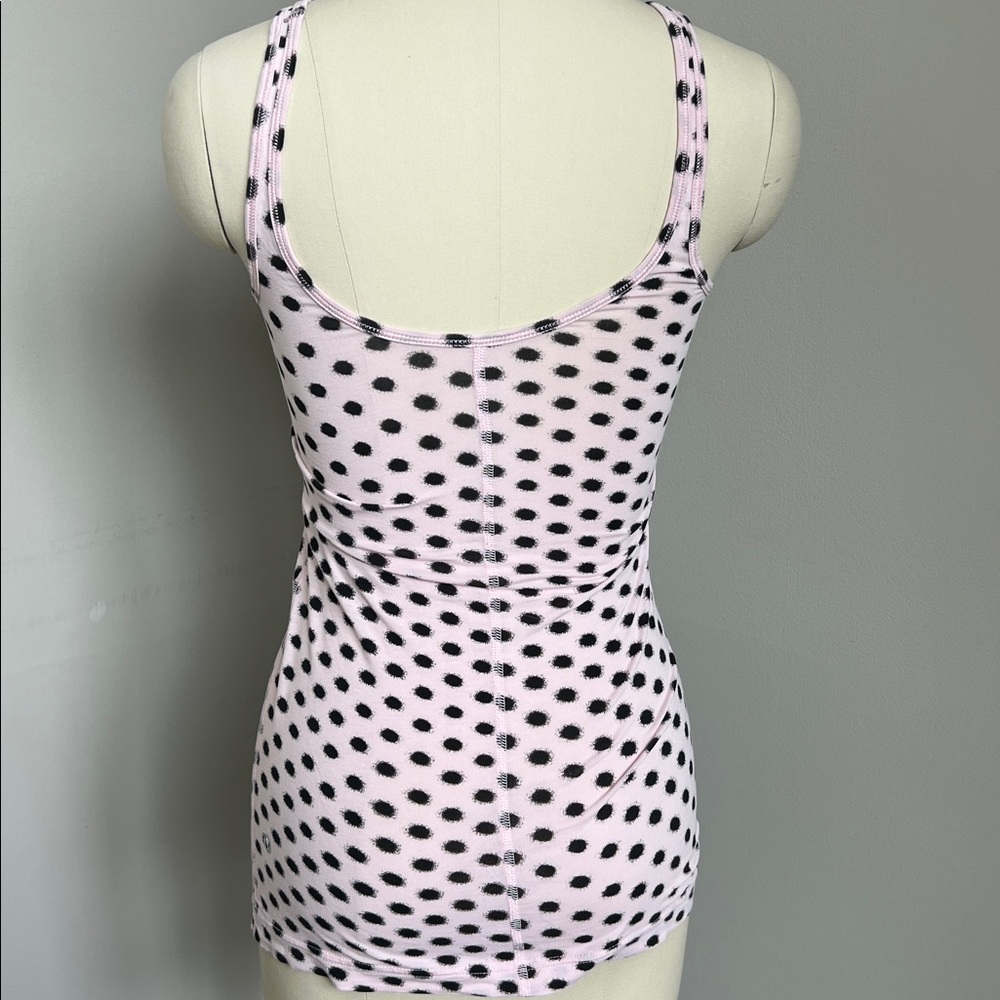 Lululemon Polka Dot Tank Top soft Pink and Black cotton blend XS 4 - Picture 5 of 5